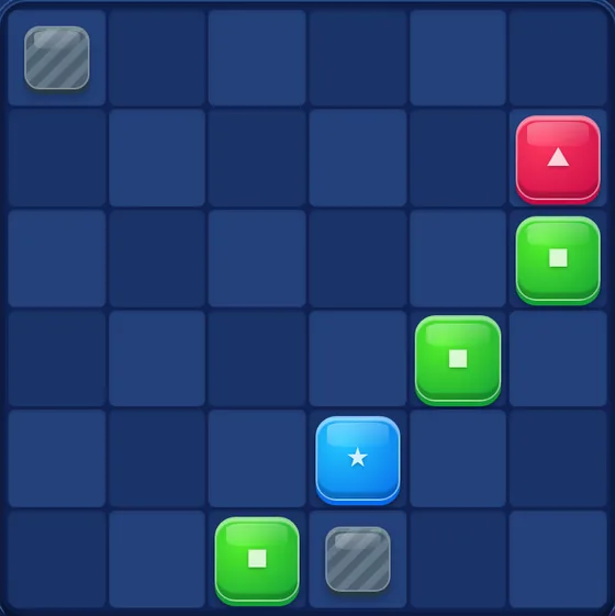 Hopstone Adventure level 11: board with gray blockers