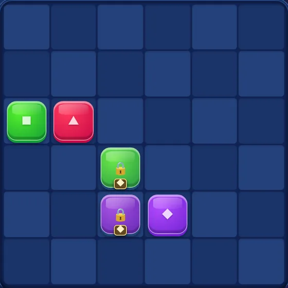 Hopstone Adventure level 36: board with color locks